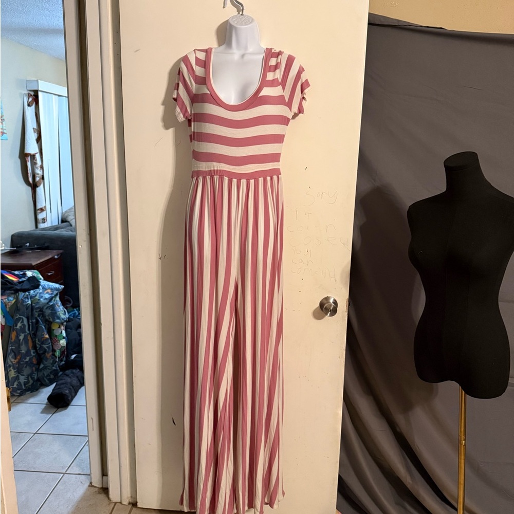 Striped Pink and White Jumpsuit